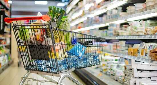 Interior of a clean supermarket store